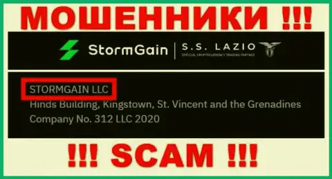 Данные об юридическом лице StormGain - им является организация STORMGAIN LLC