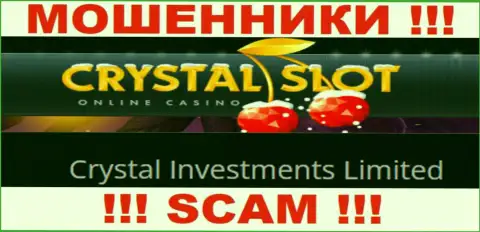 Организация, управляющая мошенниками CrystalSlot Com - это Кристал Инвестментс Лимитед