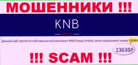 Регистрационный номер компании, которая управляет KNBGroup - 136988