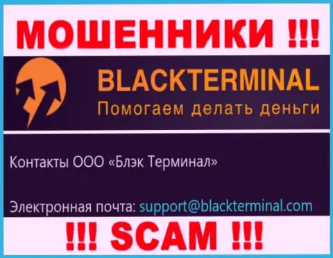 Очень опасно общаться с шулерами BlackTerminal Ru, даже через их адрес электронного ящика - обманщики