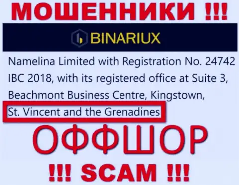 Namelina Limited - это МОШЕННИКИ, которые юридически зарегистрированы на территории - Saint Vincent and the Grenadines