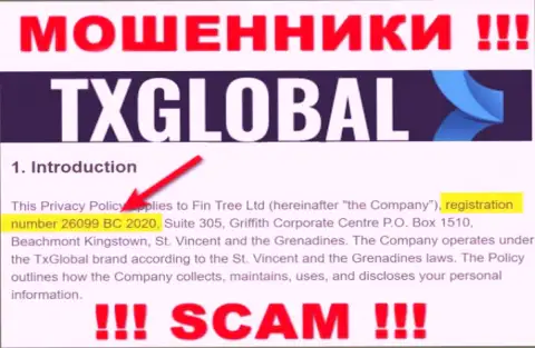 TXGlobal Com не скрывают рег. номер: 26099 BC 2020, да и для чего, накалывать клиентов он совсем не мешает