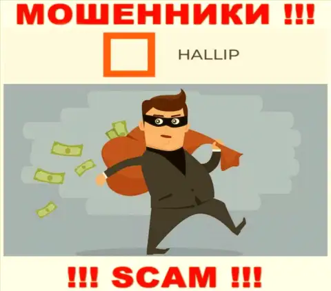 Работая совместно с брокерской конторой Hallip Вы не получите ни рубля - не вносите дополнительно денежные активы