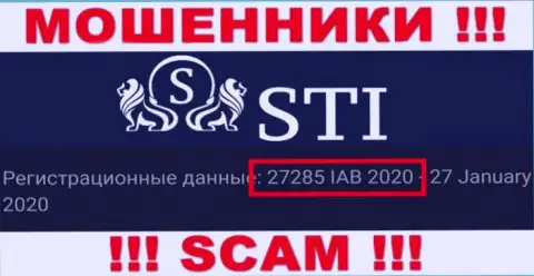 Регистрационный номер STOKTRADEINVEST LTD, который мошенники разместили на своей интернет-странице: 27285 IAB 2020