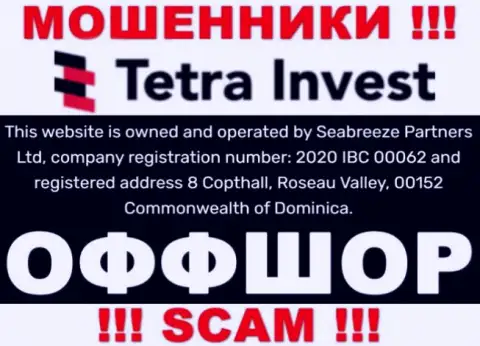 На сайте мошенников Tetra Invest сказано, что они расположены в офшоре - 8 Copthall, Roseau Valley, 00152 Commonwealth of Dominica, будьте очень внимательны