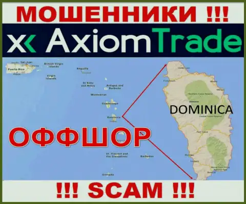 AxiomTrade специально прячутся в офшорной зоне на территории Dominica, мошенники