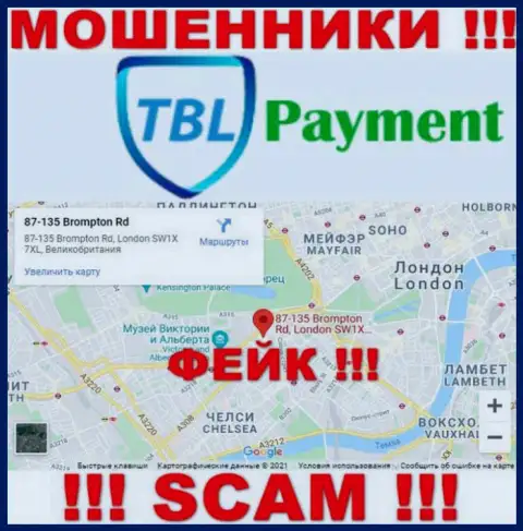 С преступно действующей организацией TBL Payment не взаимодействуйте, сведения относительно юрисдикции ложь