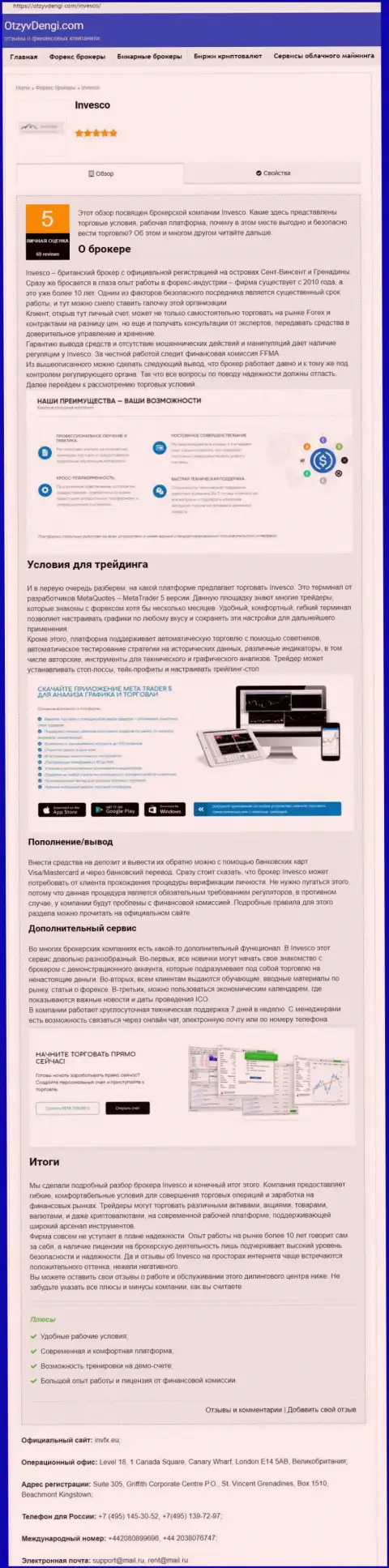 Ресурс OtzyvDengi Com представил обзорную статью об форекс дилинговой организации ИНВФХ
