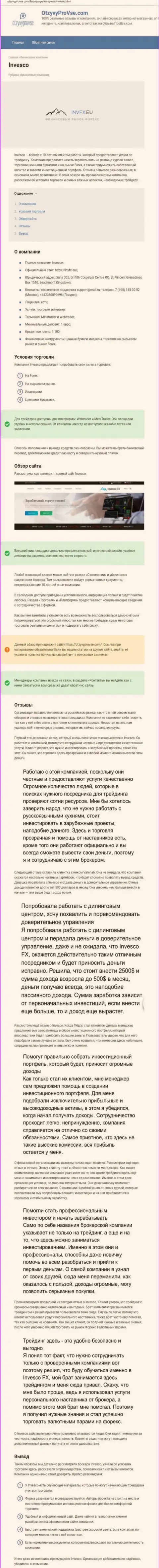 Веб-ресурс OtzyvyProVse предоставил личное мнение об форекс компании ИНВФХ