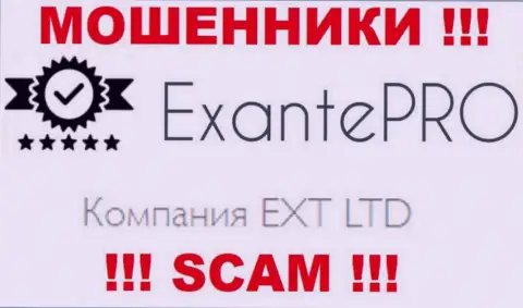 Жулики ЭКСАНТЕ Про принадлежат юр лицу - EXT LTD
