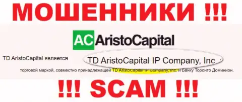 Юридическое лицо internet-мошенников AristoCapital - это TD AristoCapital IP Company, Inc, данные с сайта воров