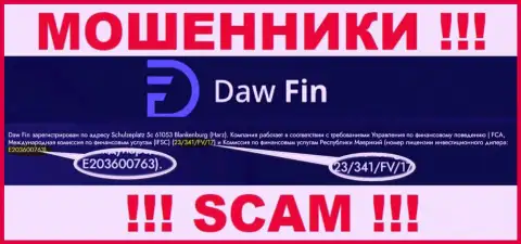 Лицензионный номер Daw Fin, на их информационном сервисе, не сумеет помочь уберечь ваши денежные активы от прикарманивания