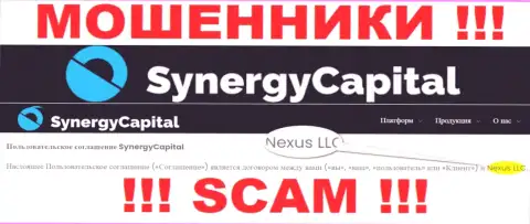 Юридическое лицо, которое владеет мошенниками SynergyCapital Top - это Nexus LLC