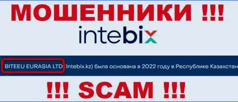 Свое юр. лицо организация Intebix Kz не скрыла - это BITEEU EURASIA Ltd